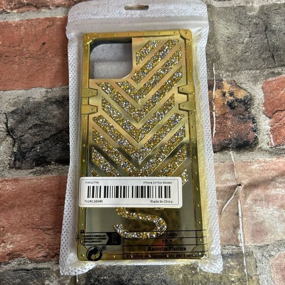5 for $25🔥iPhone 14 Plus Golden Glitter "S" Initial Phone Case- New - Picture 3 of 5